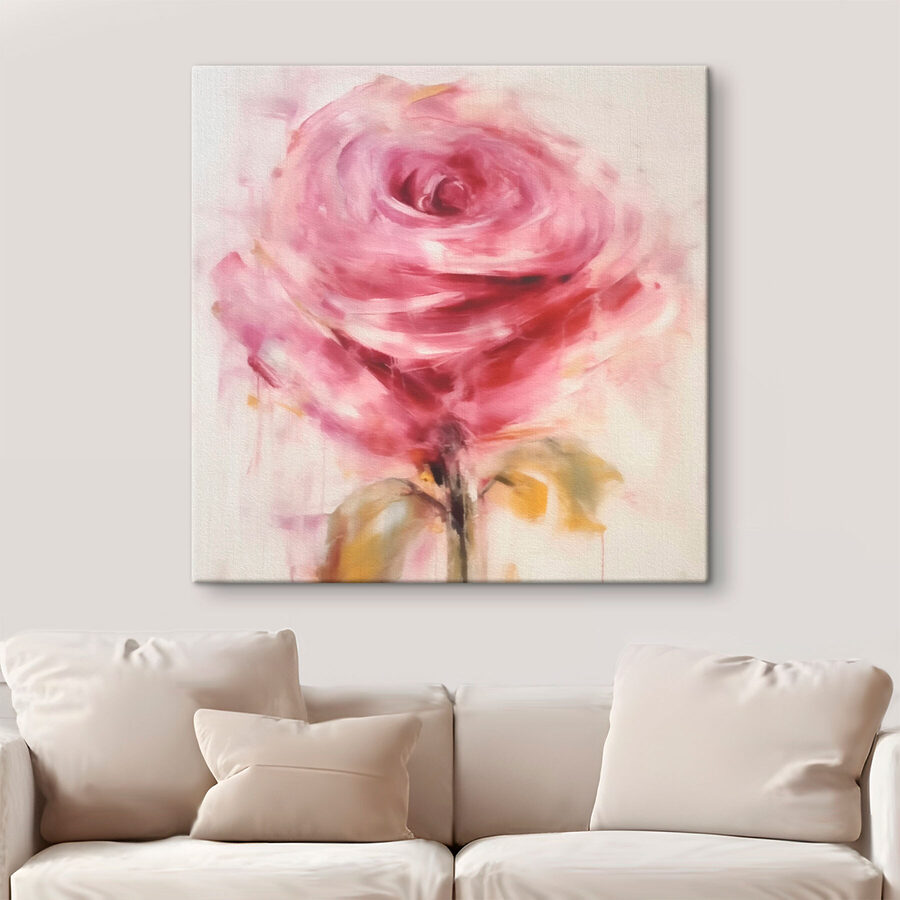 Gemälde einer rosa Rose