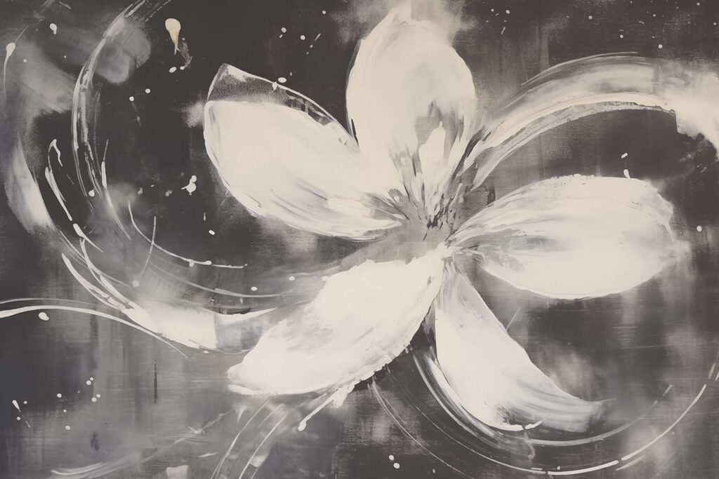 White flower on a black background