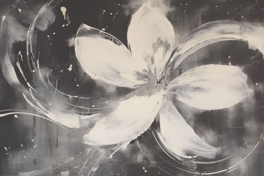 Weiße Blume auf schwarzem Hintergrund