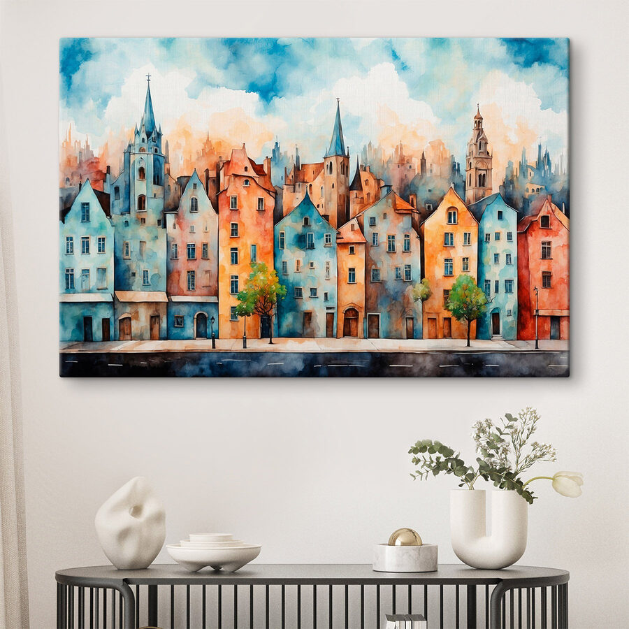 Aquarell einer Häuserzeile