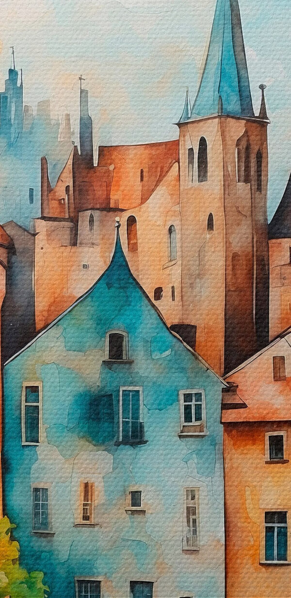 Aquarell einer Häuserzeile Aquarell einer Häuserzeile