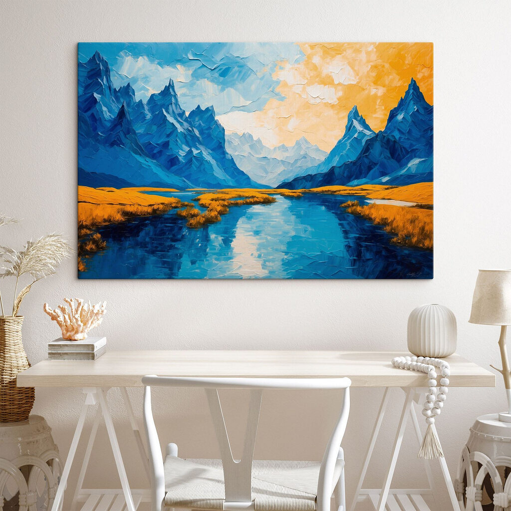 Gemälde eines Flusses mit Bergen und Gras s43449pig408 1024x1024 - Gemälde eines Flusses mit Bergen und Gras - tegory