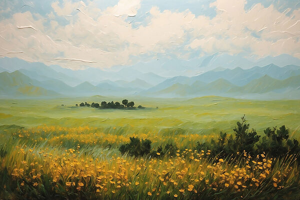 Blumenfeld und Berge Blumenfeld und Berge