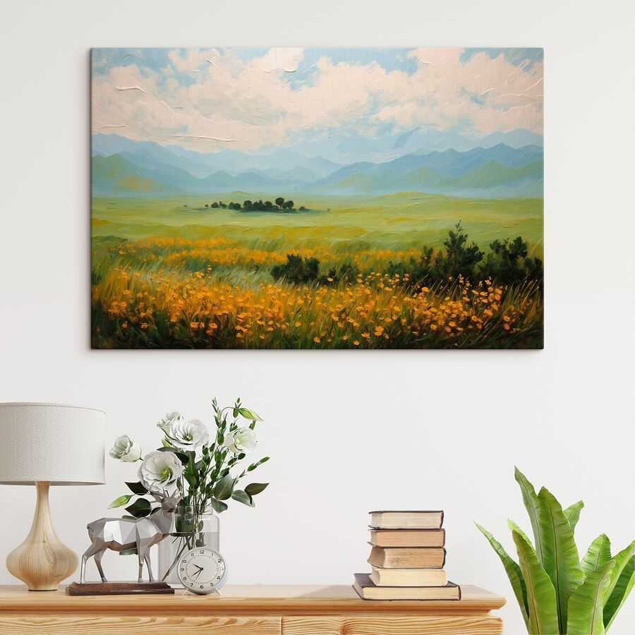 Blumenfeld und Berge Blumenfeld und Berge