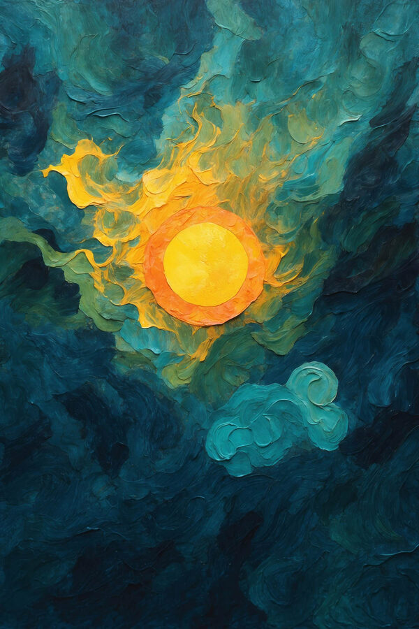 Gemälde einer Sonne und Wolken Gemälde einer Sonne und Wolken