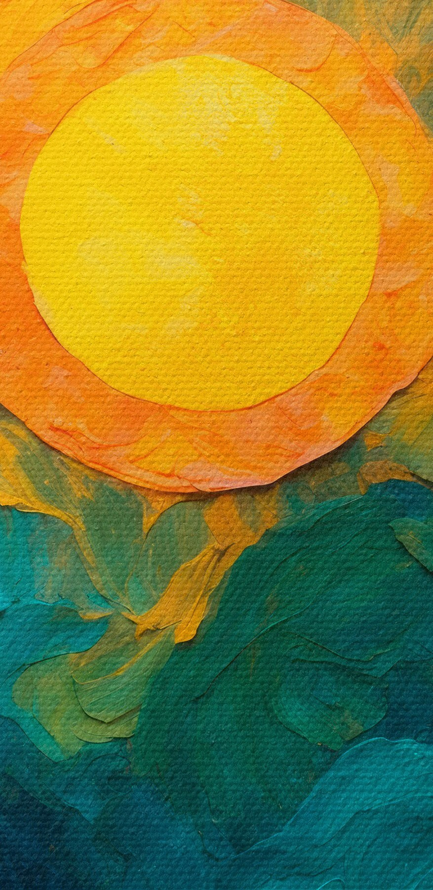 Gemälde einer Sonne und Wolken