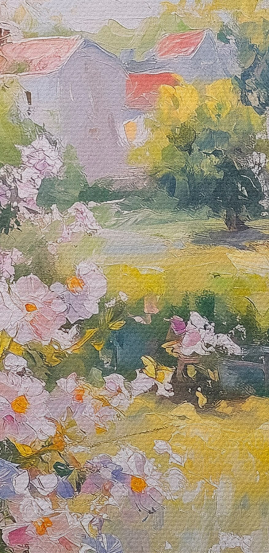 Gemälde eines Fensters mit Blumen darin