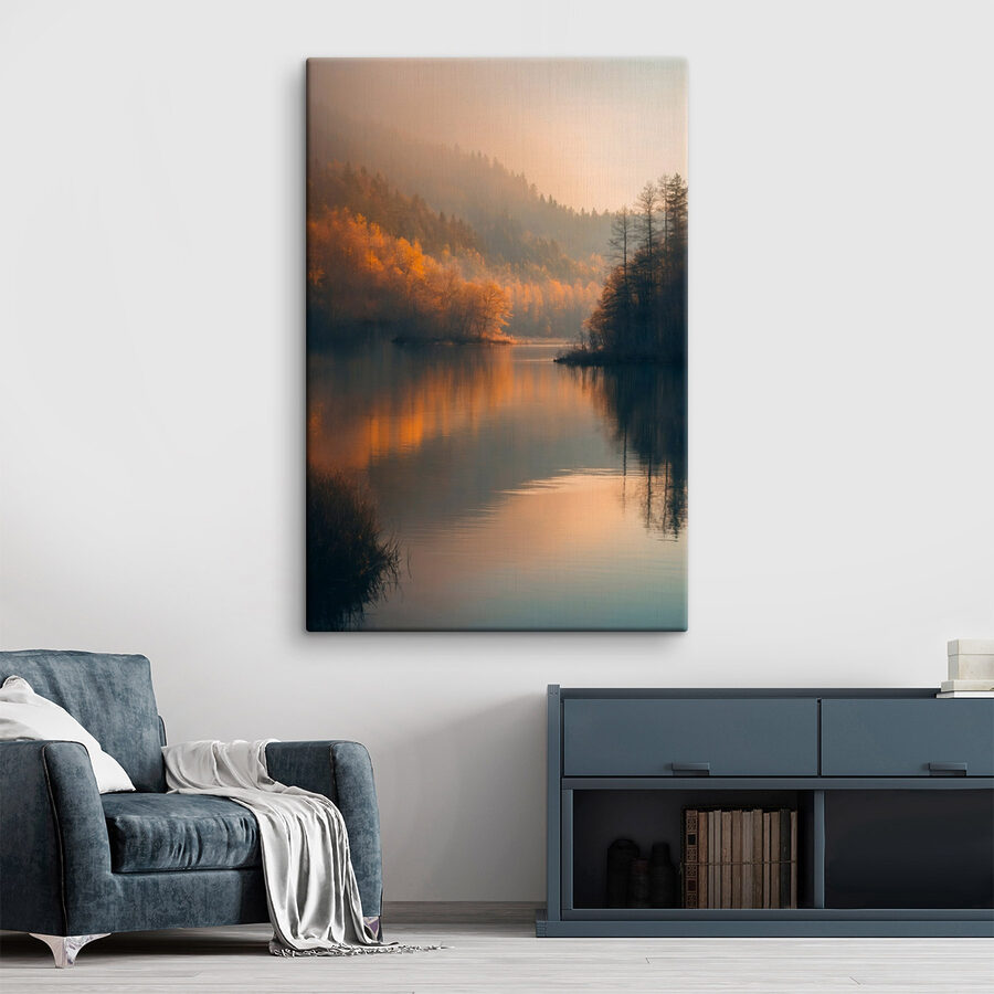 See mit Bäumen und Bergen im Hintergrund See mit Bäumen und Bergen im Hintergrund