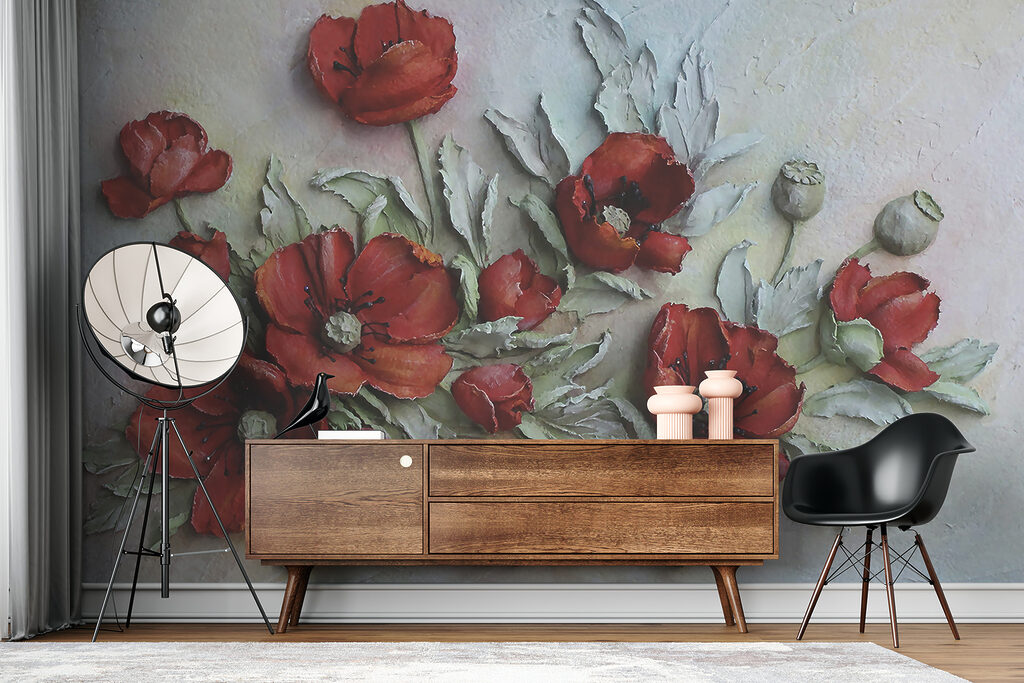 Vibrant red flowers in soft hues