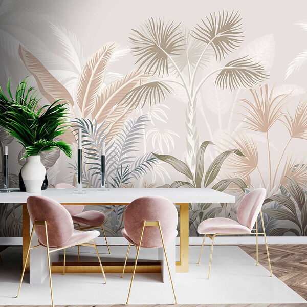 Tropical leaves in soft pastel hues Tropical leaves in soft pastel hues