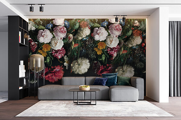 Gruppe von Blumen auf einem schwarzen Hintergrund Gruppe von Blumen auf einem schwarzen Hintergrund