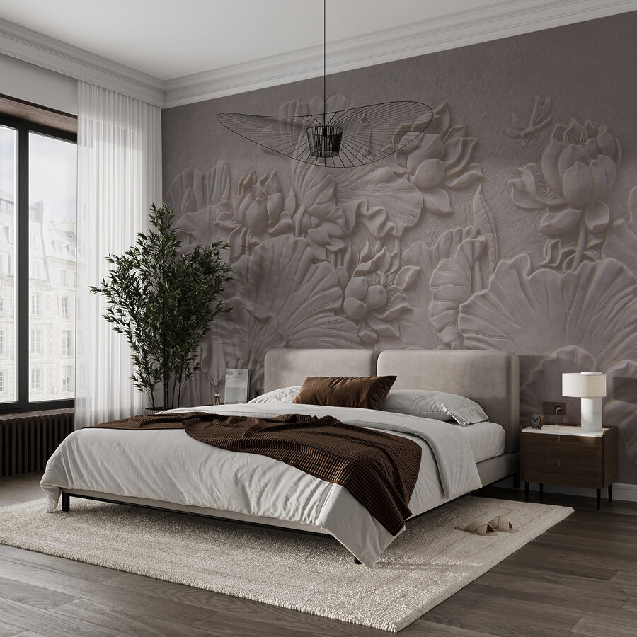 Elegantes florales Reliefdesign in Beige.