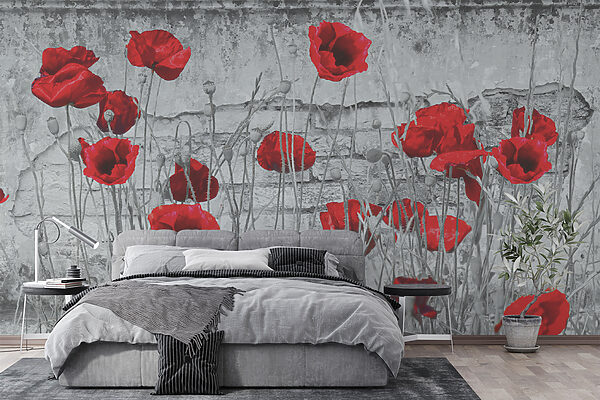 Rote Blumen auf einem Feld Rote Blumen auf einem Feld