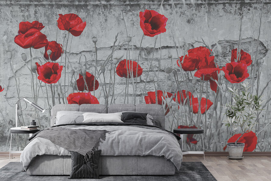 Rote Blumen auf einem Feld