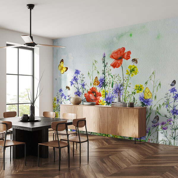 Painting of flowers and butterflies