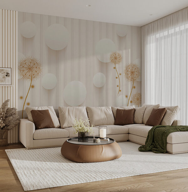 Weiße Kreise und Pusteblumen auf einem weißen Hintergrund Weiße Kreise und Pusteblumen auf einem weißen Hintergrund