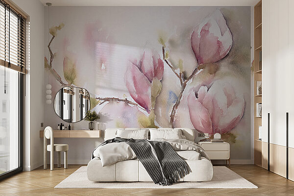 Aquarellmalerei von rosa Blumen Aquarellmalerei von rosa Blumen