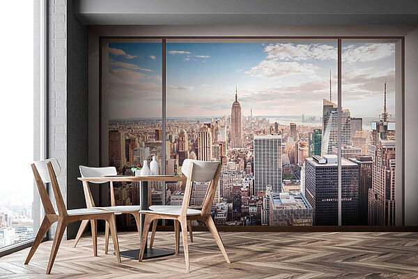 Großes Fenster mit Blick auf die Stadt Großes Fenster mit Blick auf die Stadt