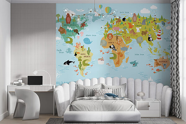 Karte der Welt mit Tieren Karte der Welt mit Tieren