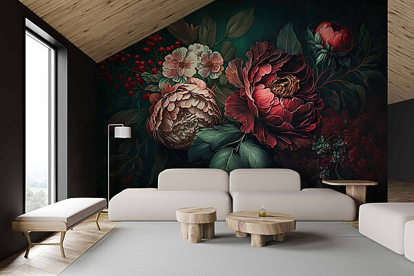 Malerei von Blumen und Blättern Malerei von Blumen und Blättern