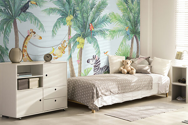 Giraffe und Zebra im Dschungel Giraffe und Zebra im Dschungel