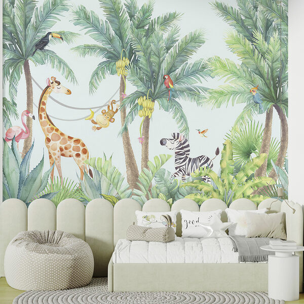 Giraffe und Zebra im Dschungel Giraffe und Zebra im Dschungel