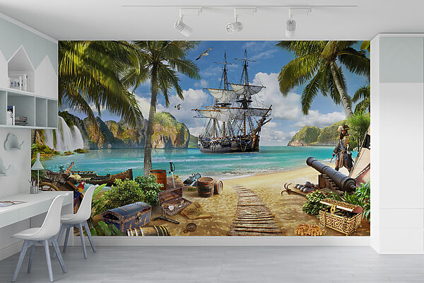 Piratenschiff am Strand Piratenschiff am Strand