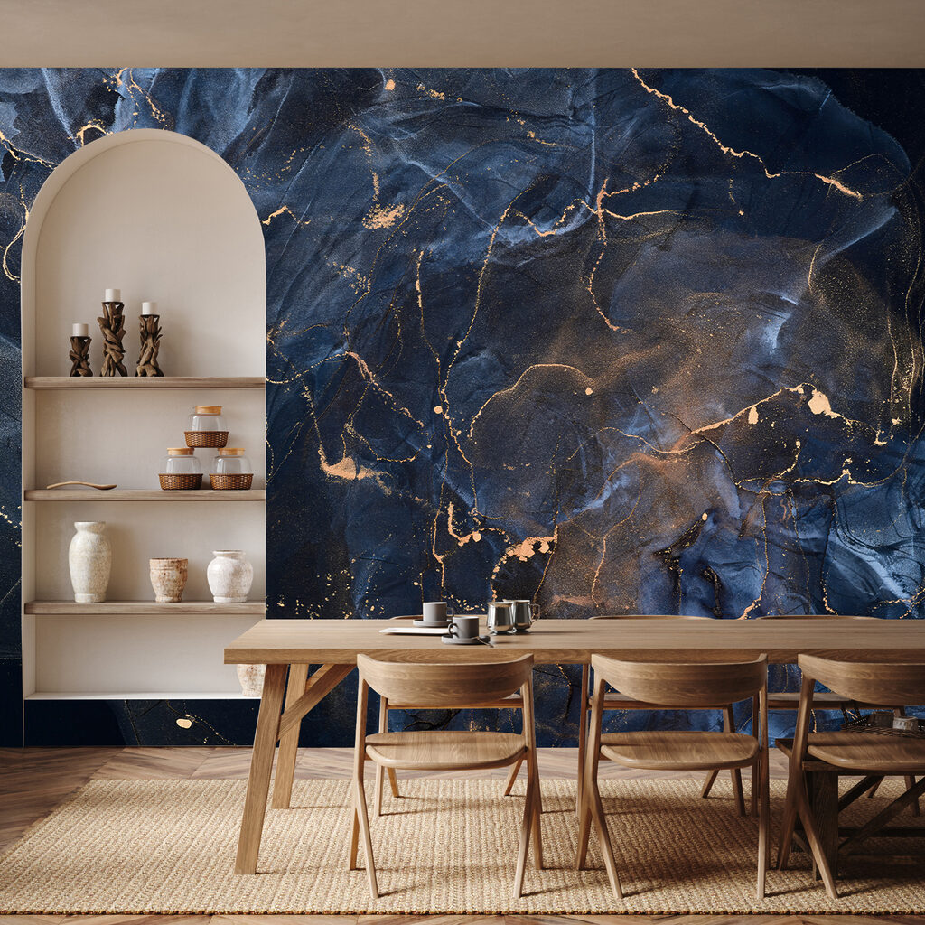 Midnight marbled with copper veins