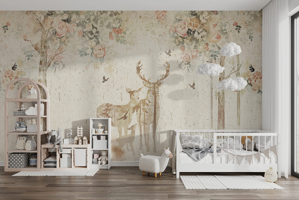 Painting of a deer and a baby deer