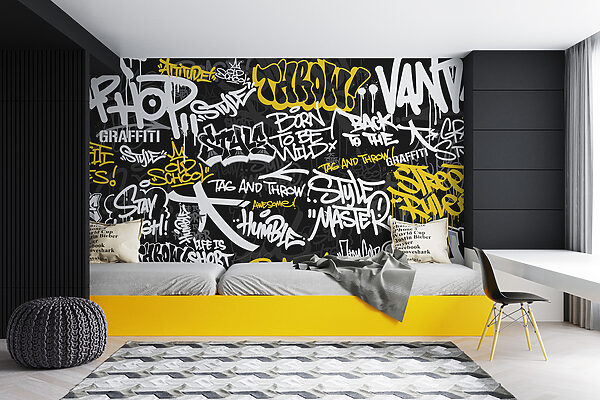 Ein schwarz-gelbes Graffiti Ein schwarz-gelbes Graffiti