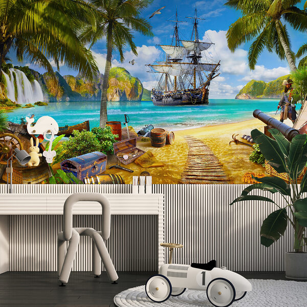 Pirate ship on a beach