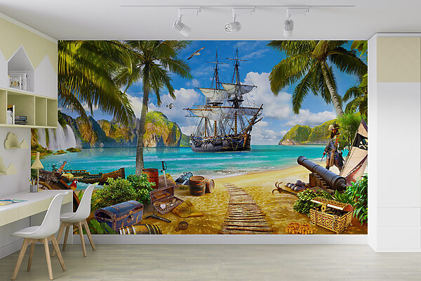 Pirate ship on a beach