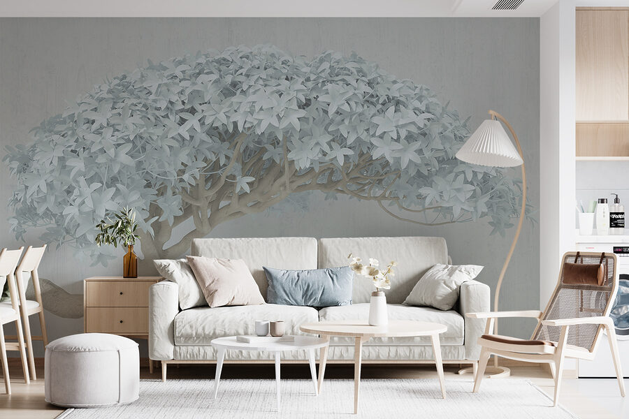 Weißer Baum mit weißen Blättern