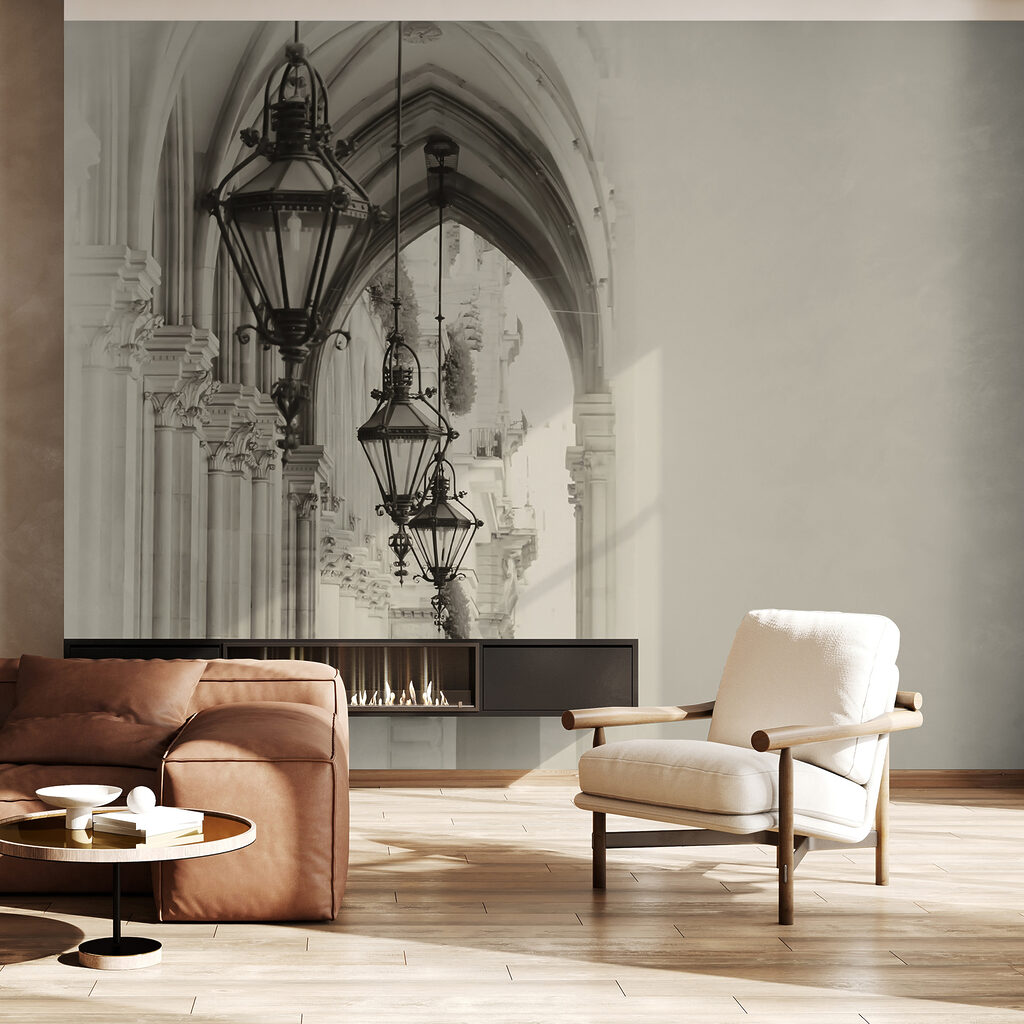 Row of lanterns on a building