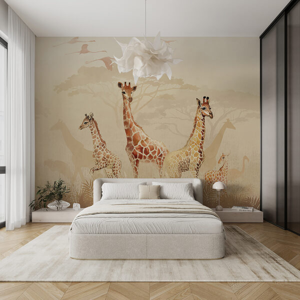 Group of giraffes in a field