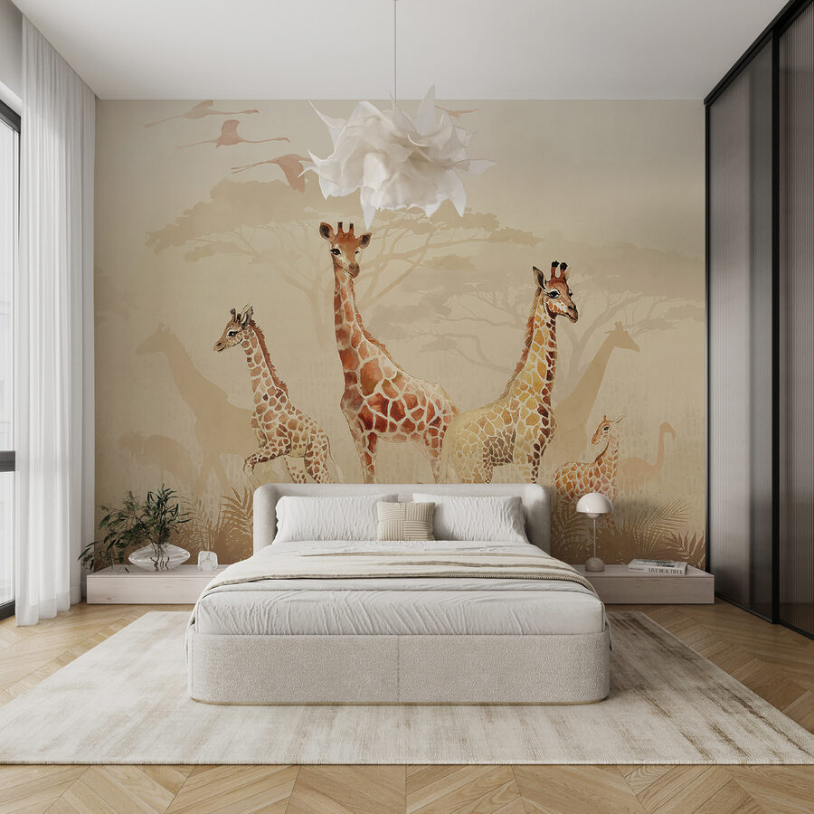 Gruppe von Giraffen auf einem Feld