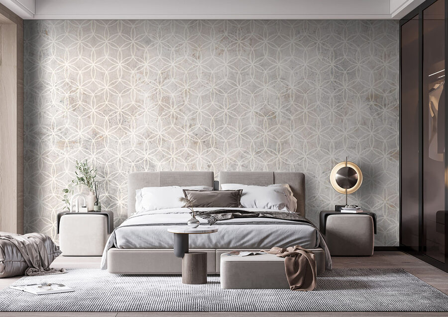 Fototapeten Weiß und grau gemusterte Wand – Bild 4