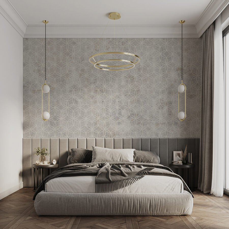 Fototapeten Weiß und grau gemusterte Wand – Bild 5
