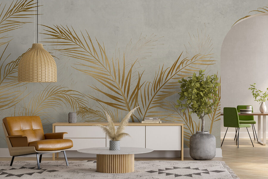 Elegante Palmblätter auf neutralem Hintergrund Elegante Palmblätter auf neutralem Hintergrund