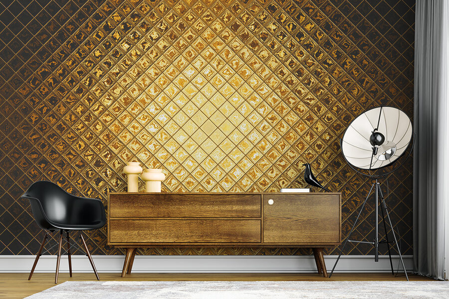 Leuchtendes geometrisches Metallic-Muster.