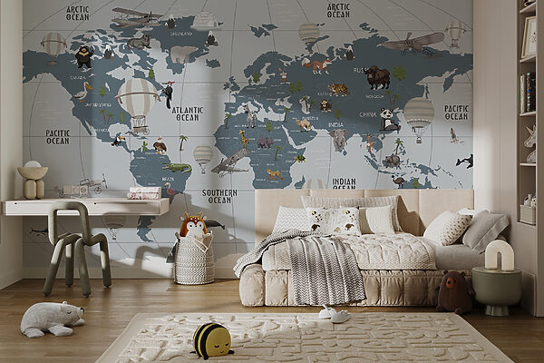 Karte der Welt mit Tieren Karte der Welt mit Tieren