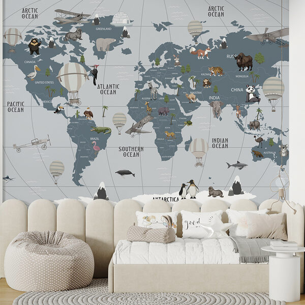 Karte der Welt mit Tieren Karte der Welt mit Tieren