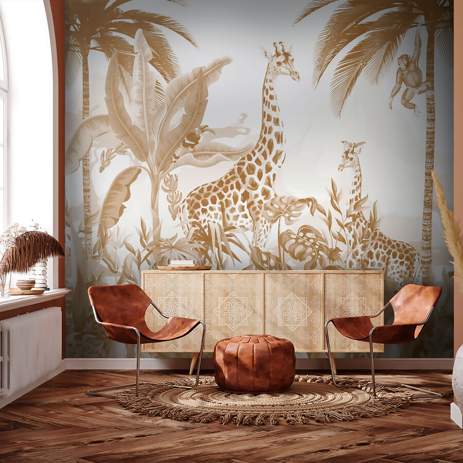 Tapete mit Giraffen und Zebras