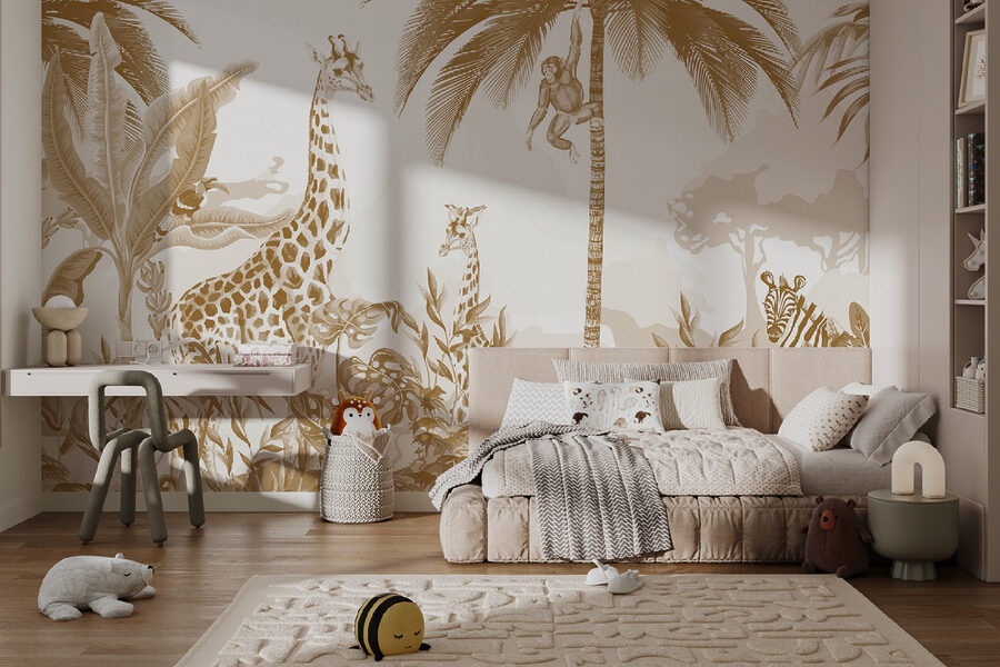 Tapete mit Giraffen und Zebras