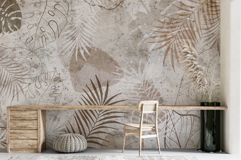 Elegant botanical patterns in neutral tones