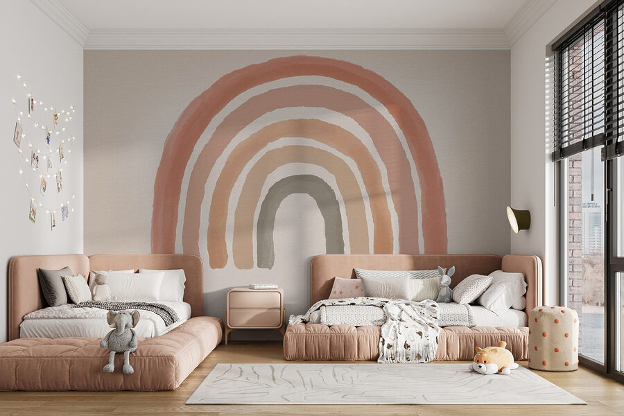 Regenbogen in rosa und grau gemalt Regenbogen in rosa und grau gemalt