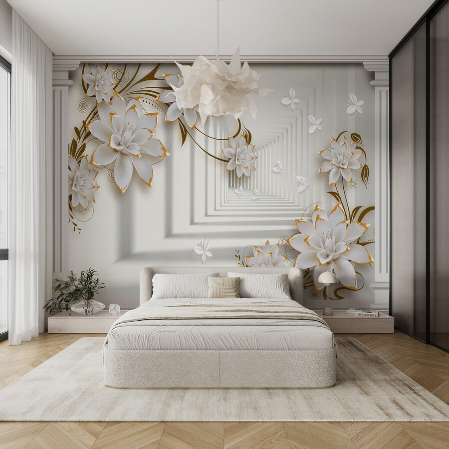 Eleganter floraler Rahmen mit Butterflys