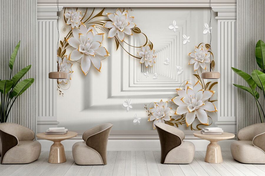 Eleganter floraler Rahmen mit Butterflys