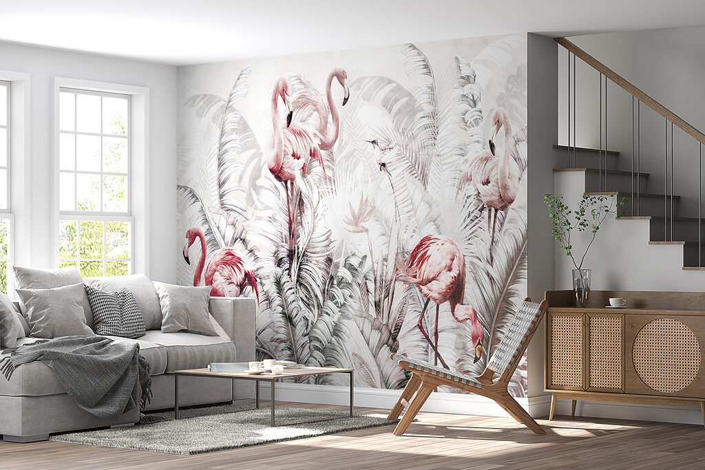Tapete mit Flamingos und Vögeln u73919pig7mr 1024x683 - Tapete mit Flamingos und Vögeln
