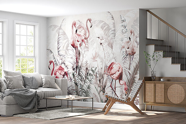Tapete mit Flamingos und Vögeln u73919pig7mr 600x400 - Tapete mit Flamingos und Vögeln
